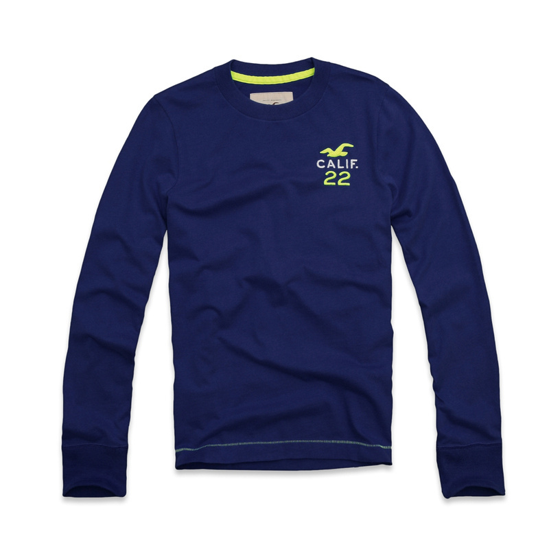 Hollister Hombres De Cuello Redondo Largo Remera HCO3776